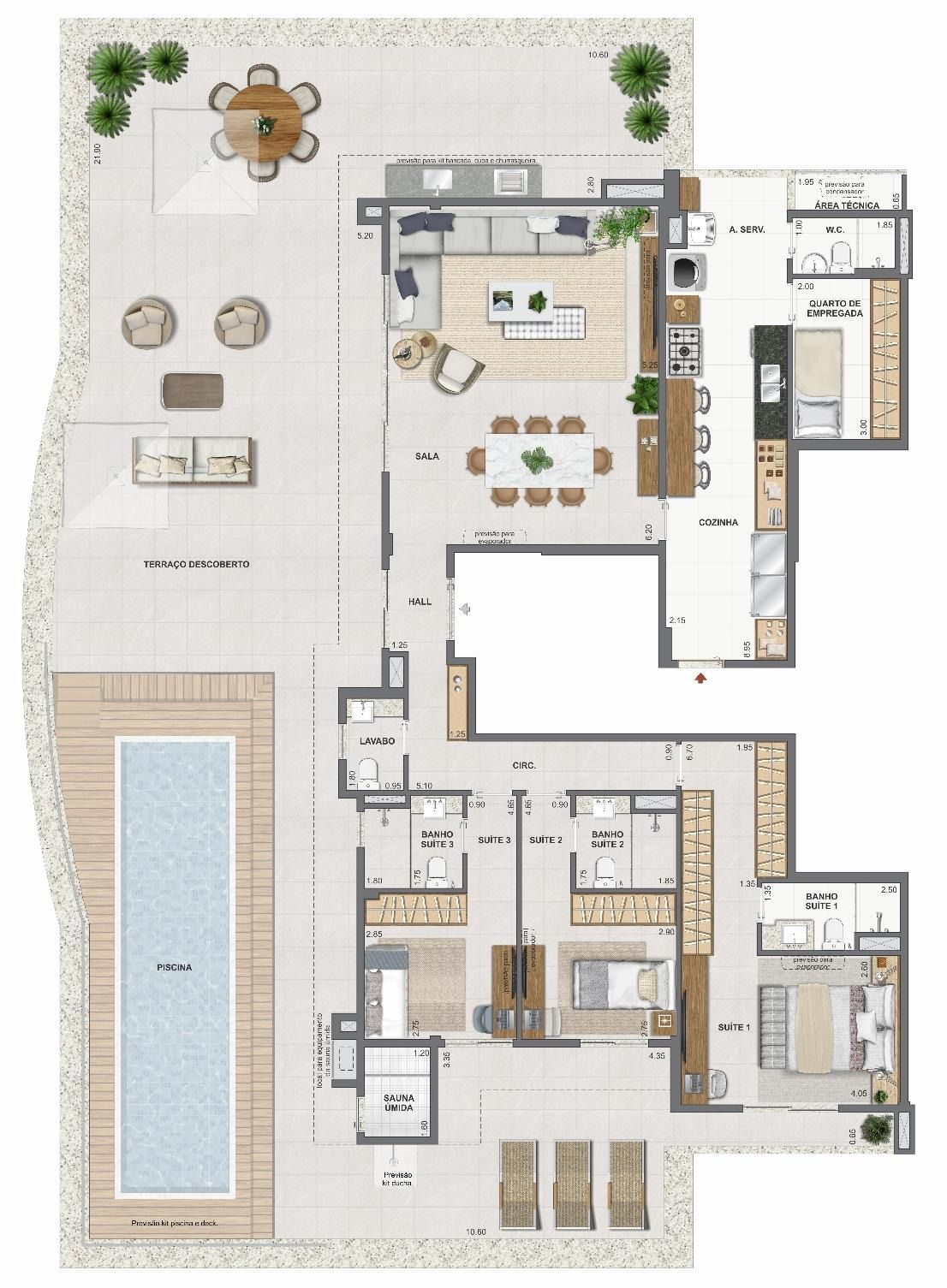 Planta da cobertura de 294 m²